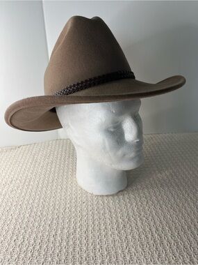 Sheplers by Bailey 100% wool stetson hat "Laine", leather braid band mocha tan